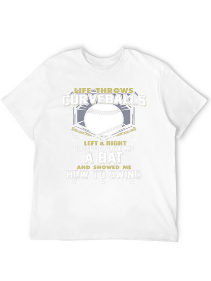 Life Throws Curveballs T-Shirt - Baseball Christian Gift