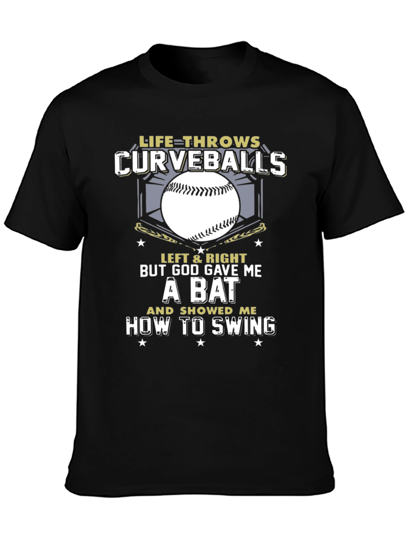 Life Throws Curveballs T-Shirt - Baseball Christian Gift