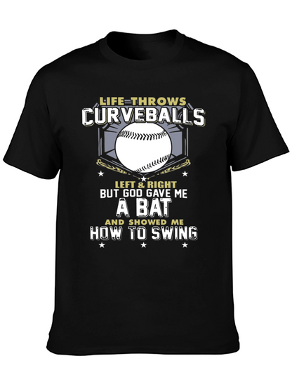 Life Throws Curveballs T-Shirt - Baseball Christian Gift