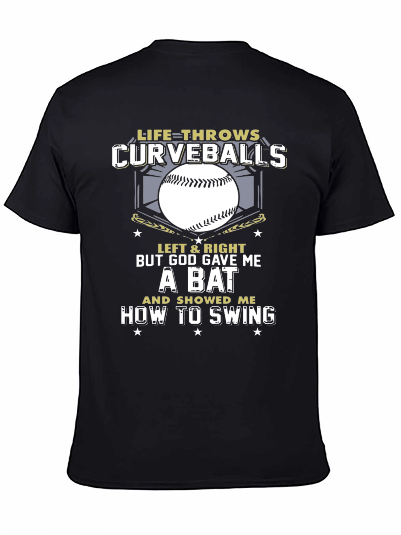 Life Throws Curveballs T-Shirt - Baseball Christian Gift