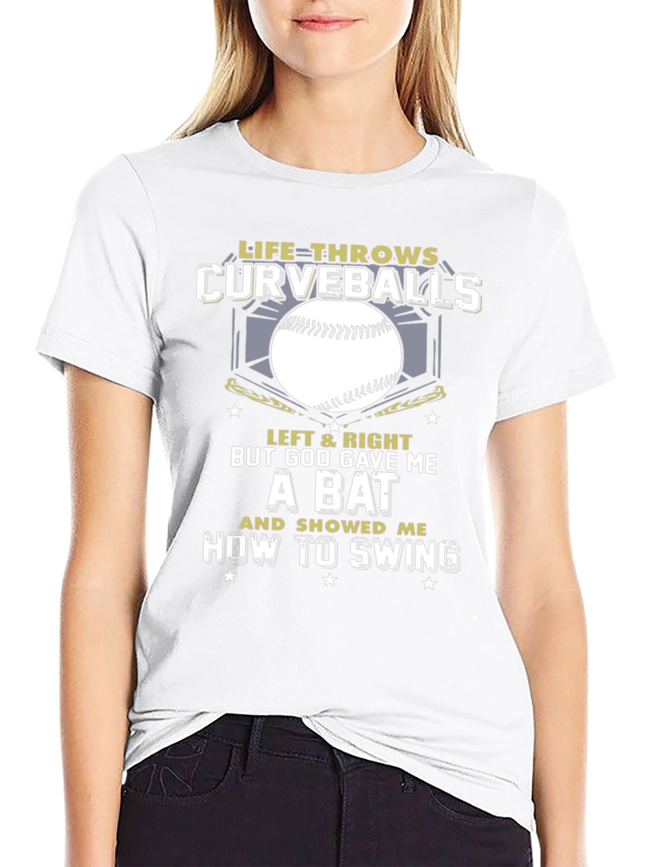 Life Throws Curveballs T-Shirt - Baseball Christian Gift