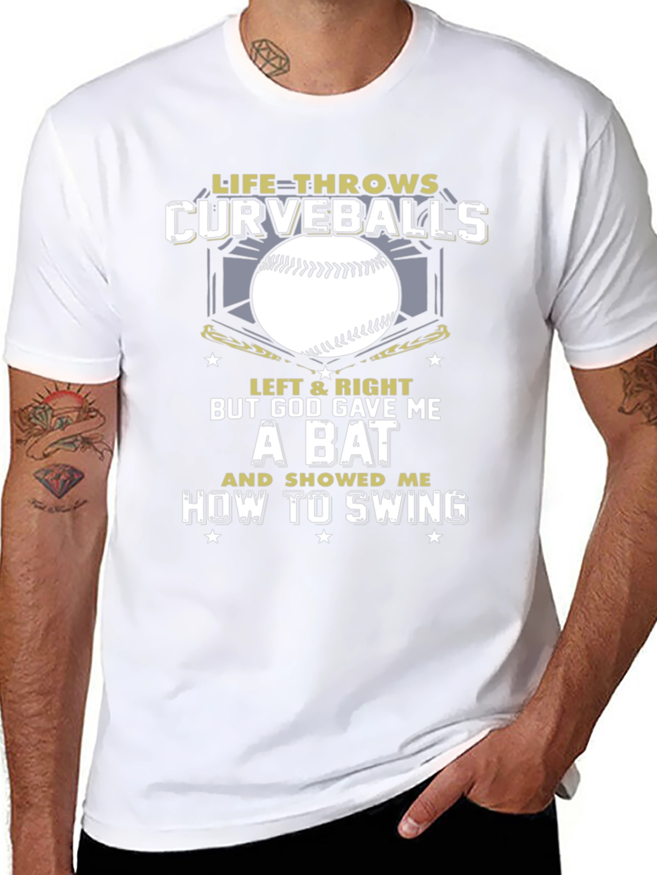 Life Throws Curveballs T-Shirt - Baseball Christian Gift