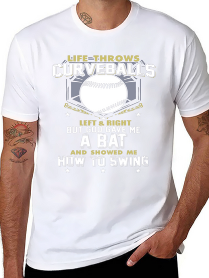 Life Throws Curveballs T-Shirt - Baseball Christian Gift
