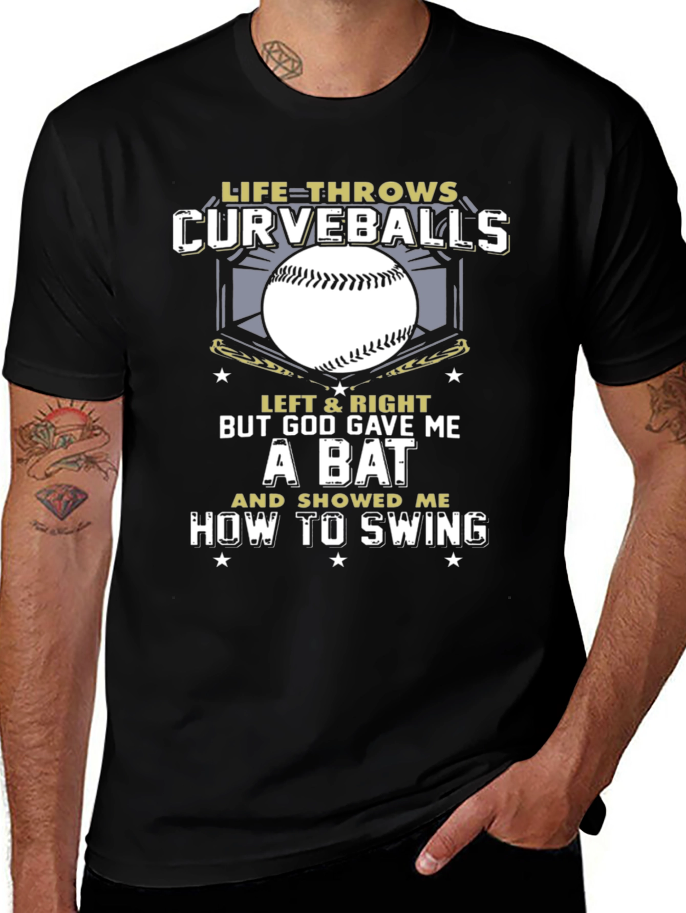 Life Throws Curveballs T-Shirt - Baseball Christian Gift