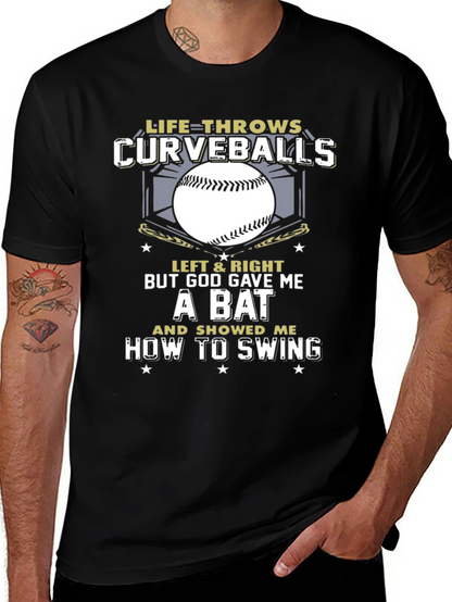 Life Throws Curveballs T-Shirt - Baseball Christian Gift