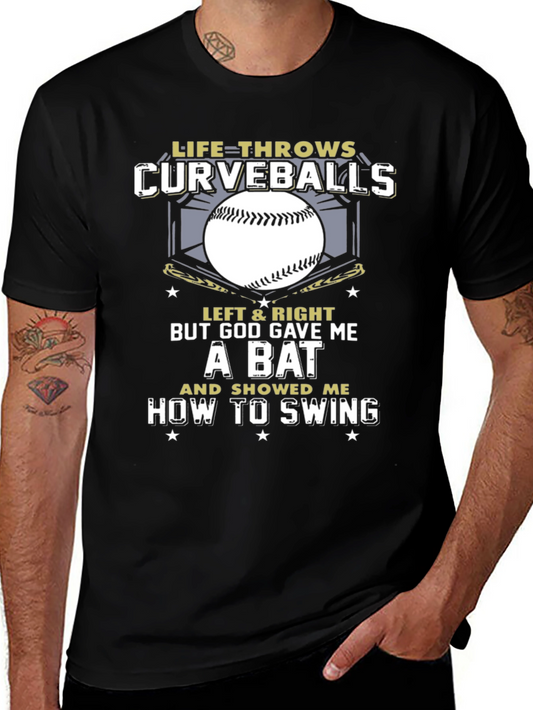 Life Throws Curveballs T-Shirt - Baseball Christian Gift