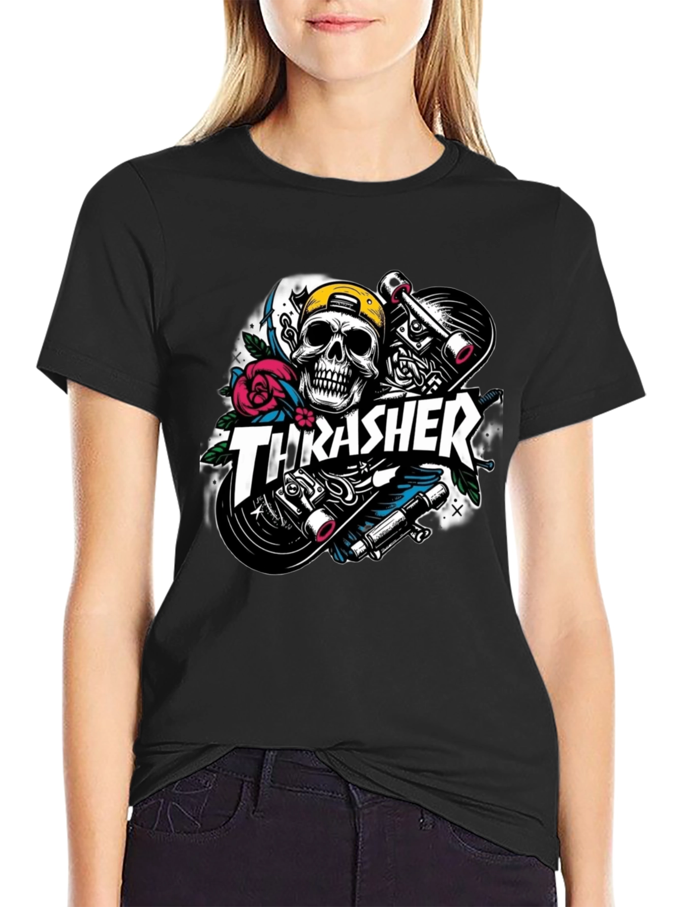 Thrasher Skull Skateboard Graphic Black T-Shirt