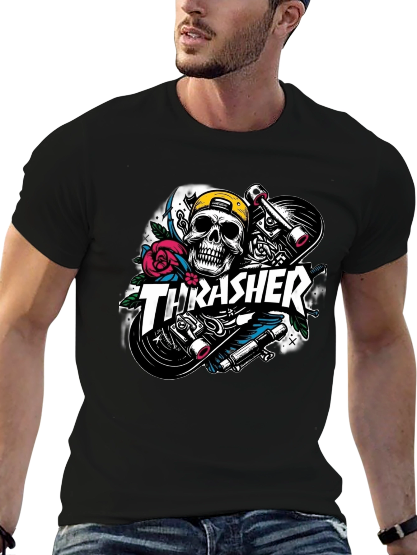 Thrasher Skull Skateboard Graphic Black T-Shirt