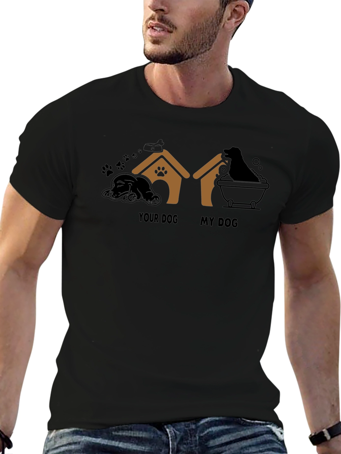 Your Dog My Dog Black Graphic T-Shirt
