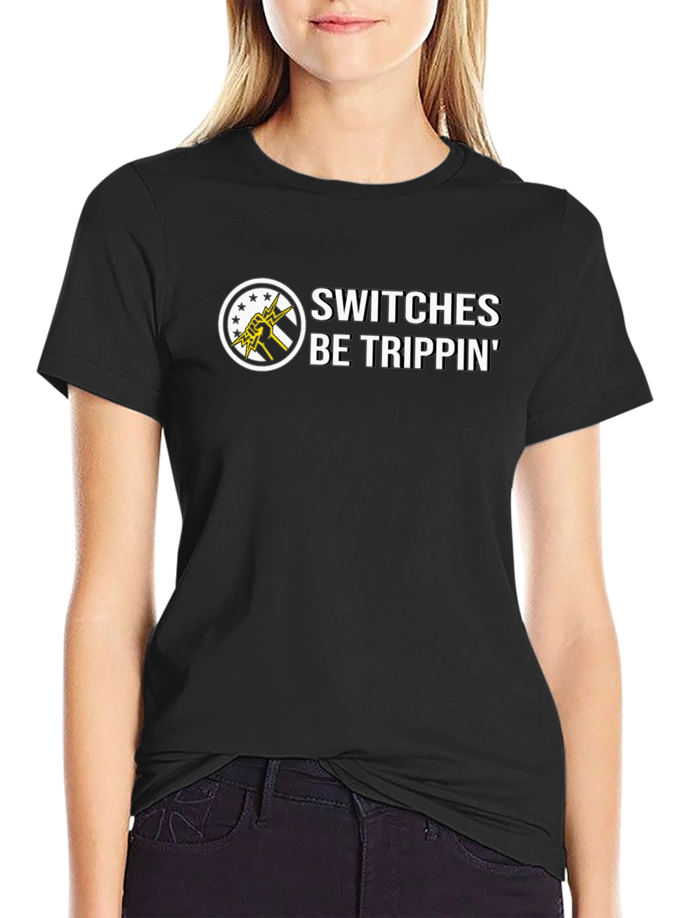 Switches Be Trippin Black Graphic Tee