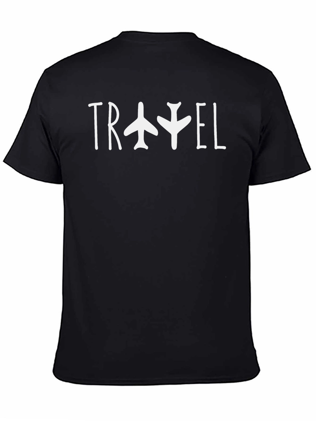 Travel Airplane Graphic Black T-Shirt