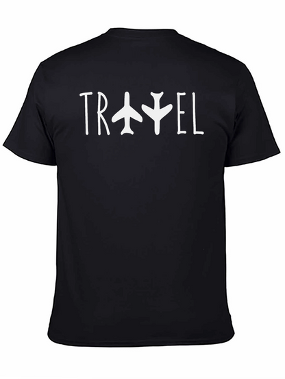 Travel Airplane Graphic Black T-Shirt