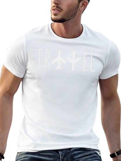 Travel Airplane Graphic Black T-Shirt