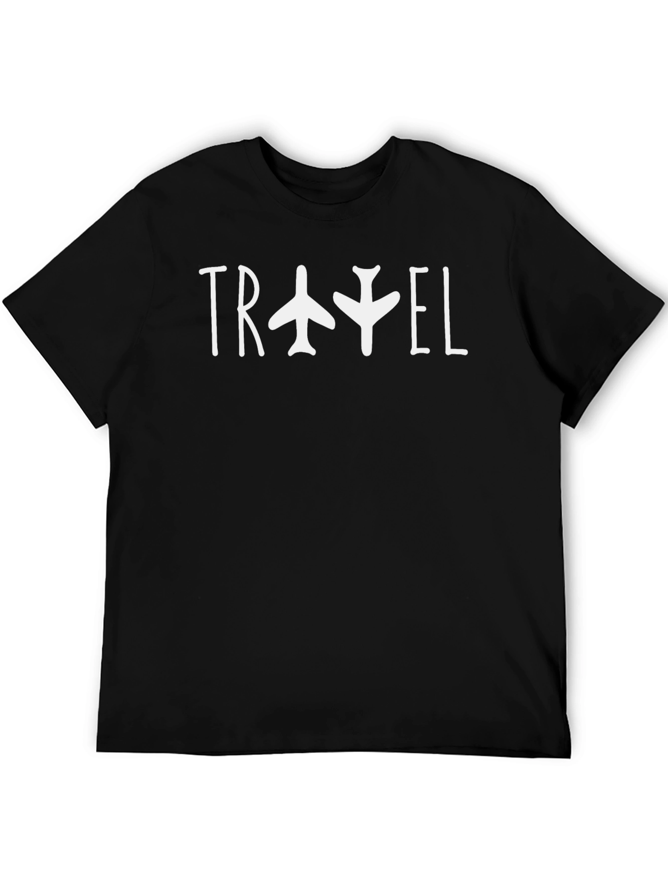 Travel Airplane Graphic Black T-Shirt