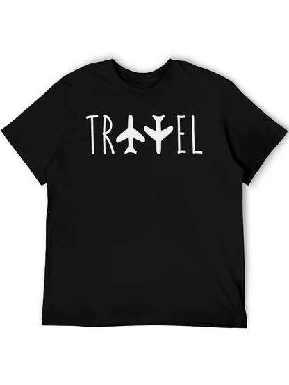 Travel Airplane Graphic Black T-Shirt