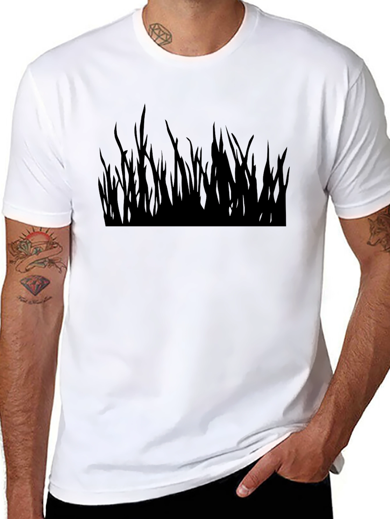 Black Grass Silhouette Graphic T-Shirt