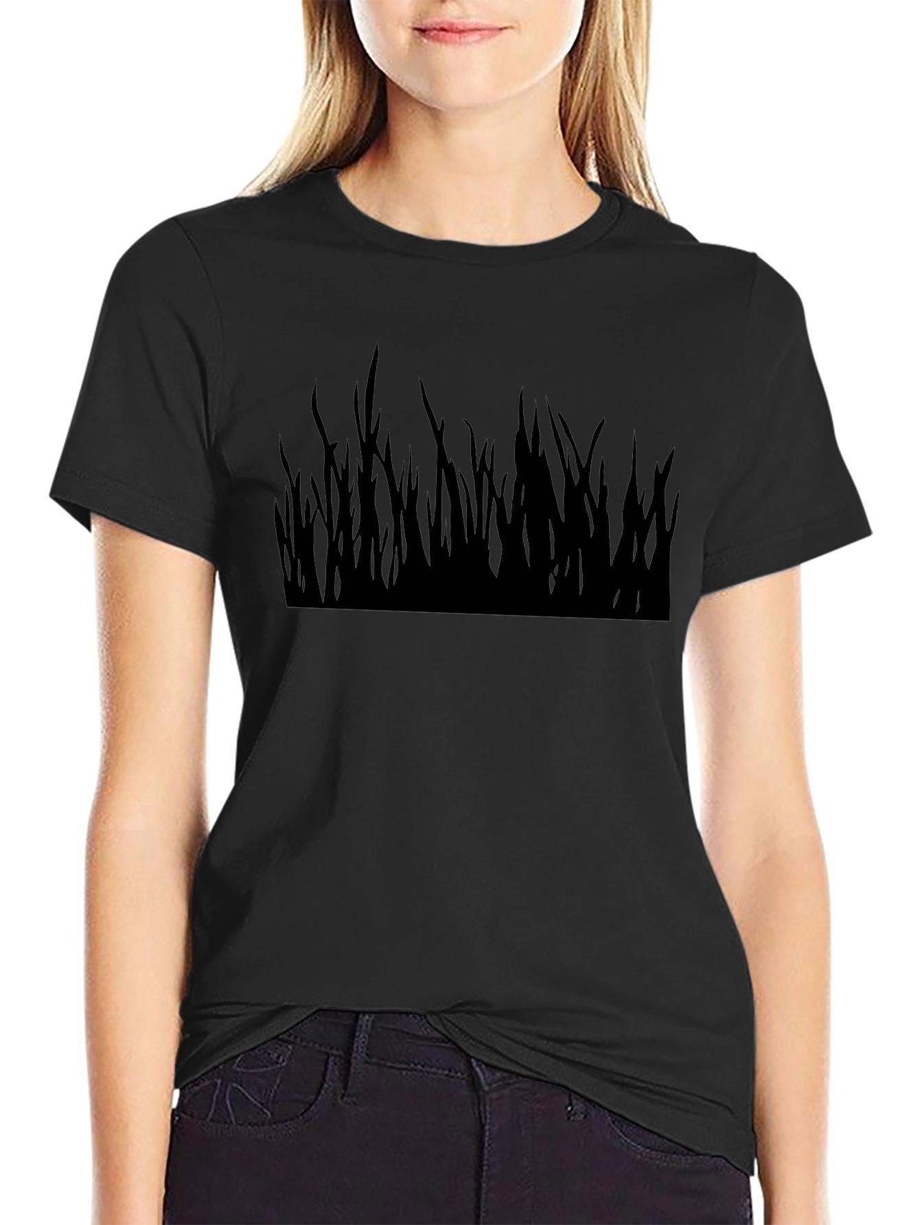 Black Grass Silhouette Graphic T-Shirt