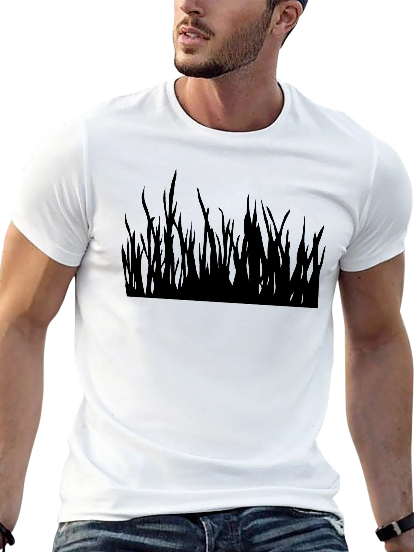 Black Grass Silhouette Graphic T-Shirt