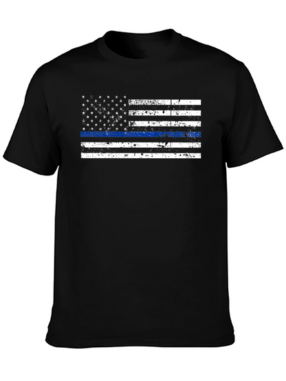 Thin Blue Line American Flag Graphic Tee