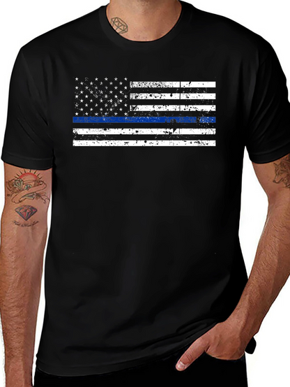 Thin Blue Line American Flag Graphic Tee