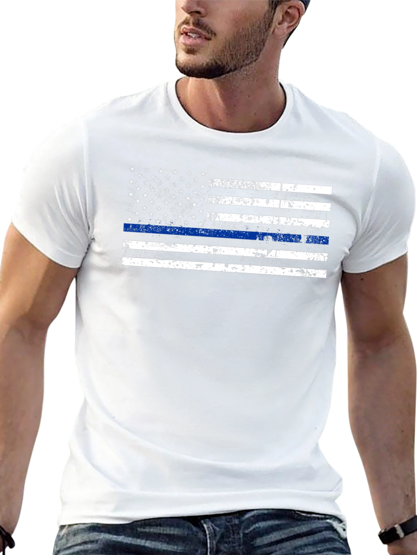 Thin Blue Line American Flag Graphic Tee