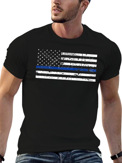 Thin Blue Line American Flag Graphic Tee