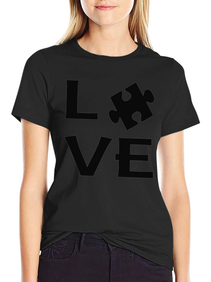 Love Puzzle Piece Black T-Shirt