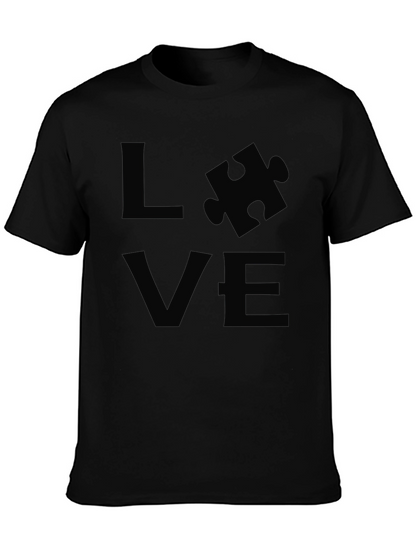 Love Puzzle Piece Black T-Shirt