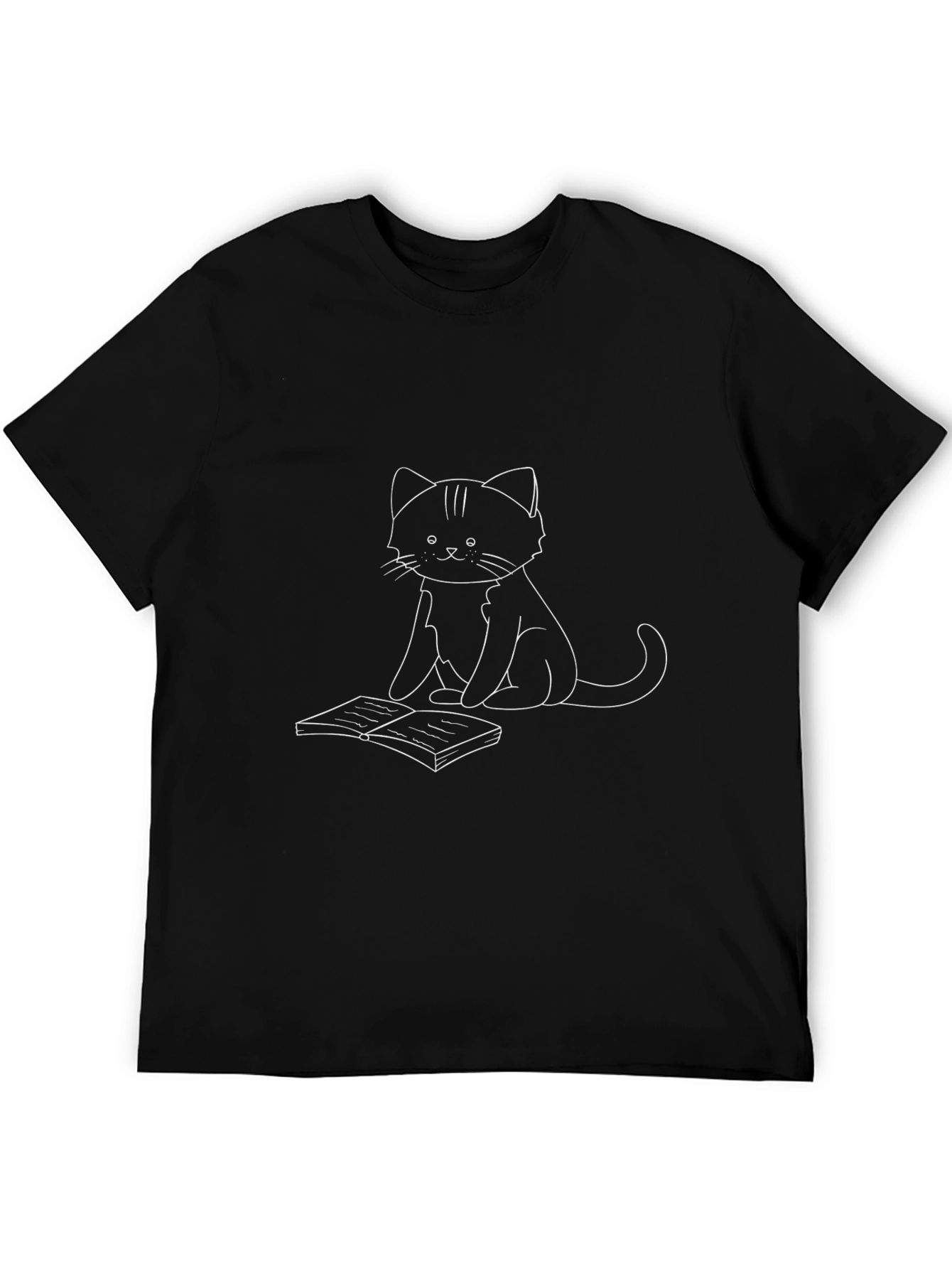 Cat Reading Book Graphic T-Shirt