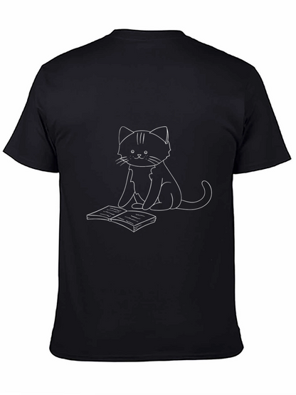 Cat Reading Book Graphic T-Shirt