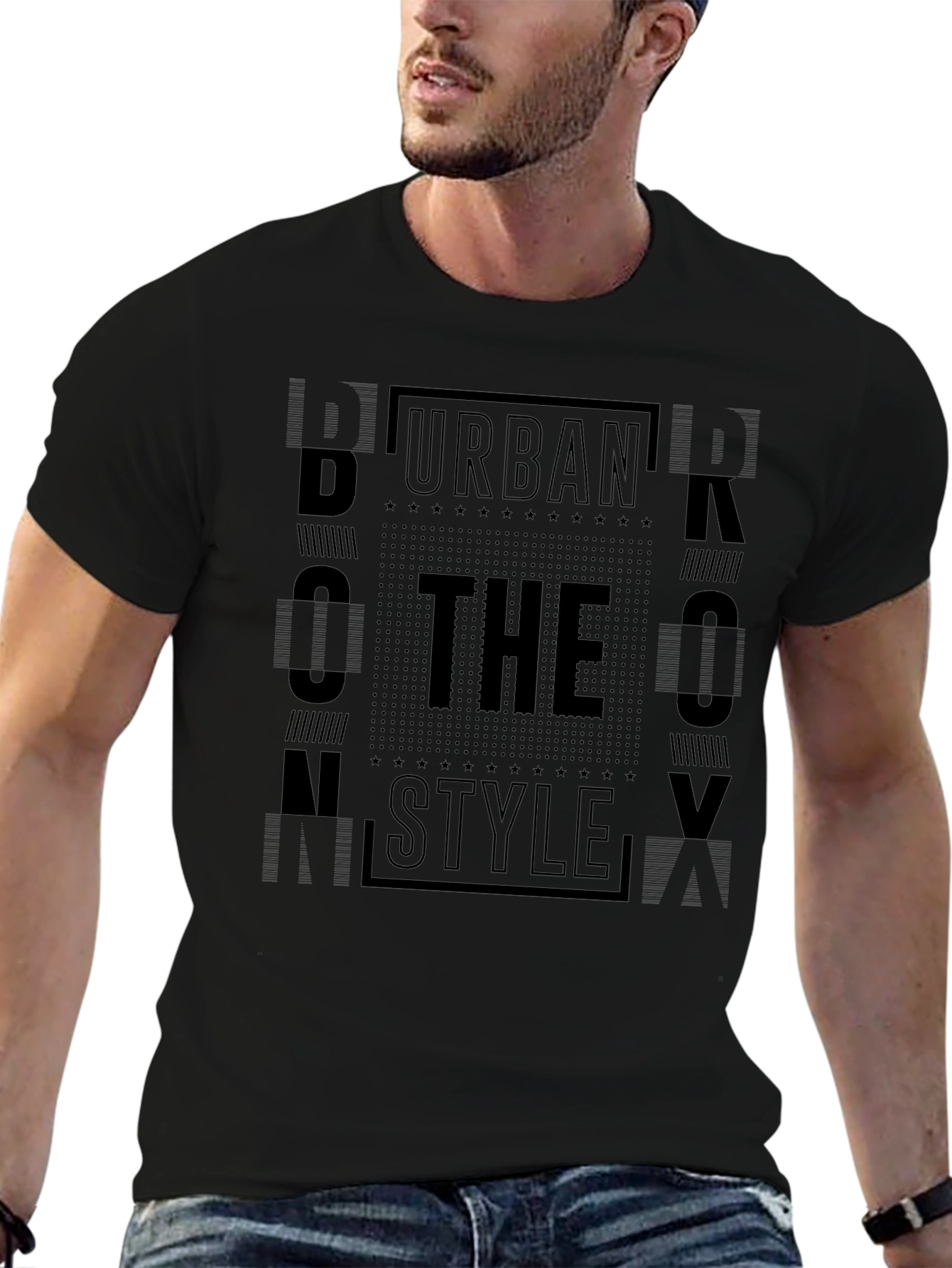 Urban Style Graphic Tee - Black