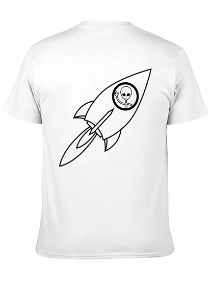 Alien Rocket Graphic Tee - Black Crew Neck T-Shirt