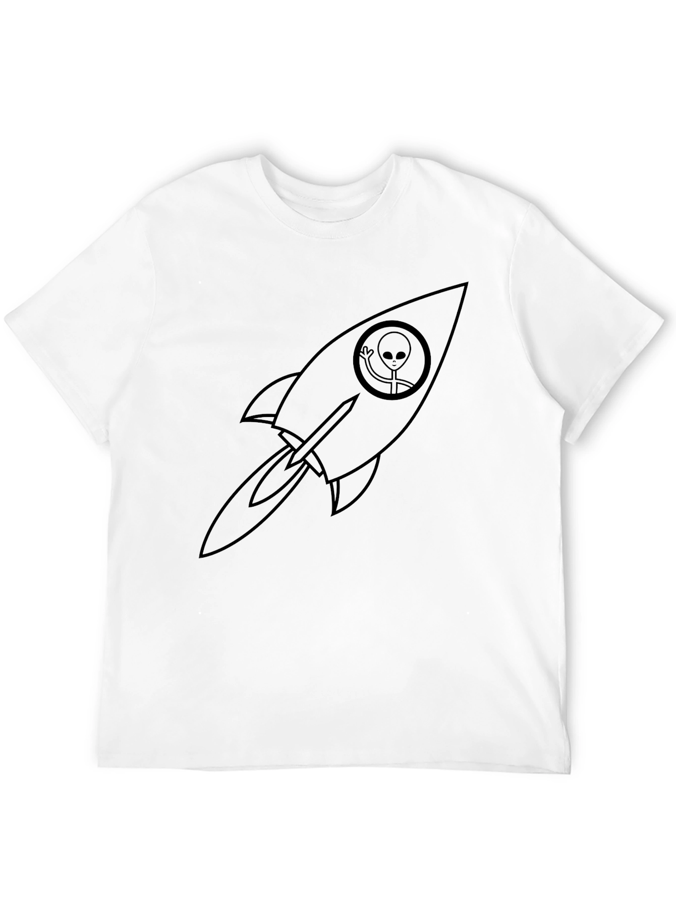 Alien Rocket Graphic Tee - Black Crew Neck T-Shirt