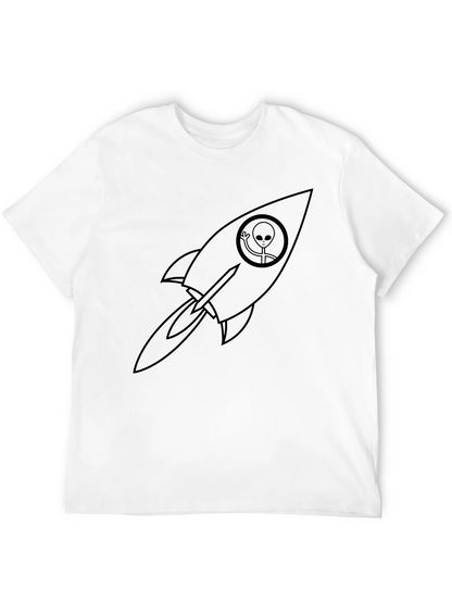 Alien Rocket Graphic Tee - Black Crew Neck T-Shirt