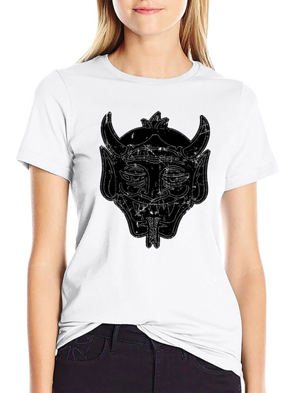 Black Graphic Tee - Oni Mask Design