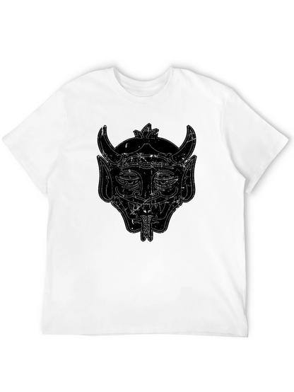 Black Graphic Tee - Oni Mask Design