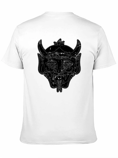 Black Graphic Tee - Oni Mask Design