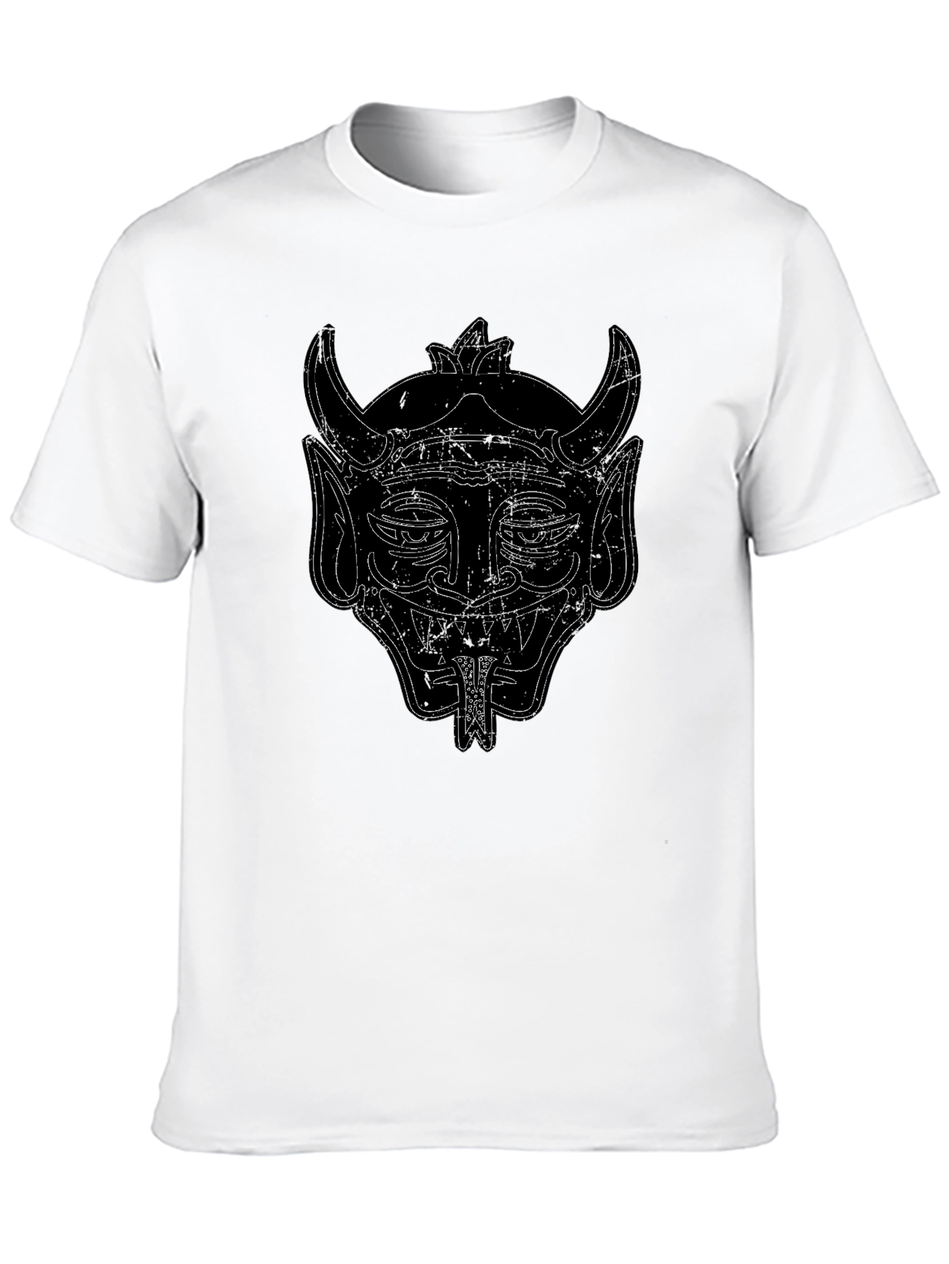 Black Graphic Tee - Oni Mask Design