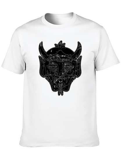 Black Graphic Tee - Oni Mask Design