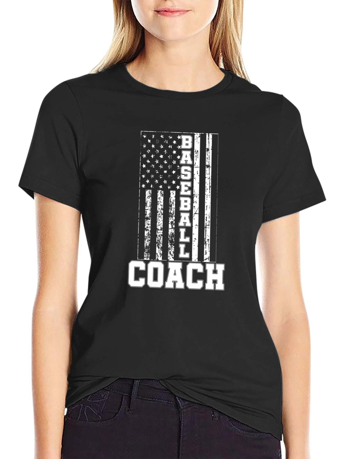 Baseball Coach American Flag T-Shirt