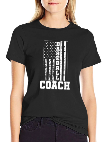 Baseball Coach American Flag T-Shirt