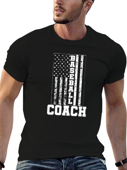 Baseball Coach American Flag T-Shirt