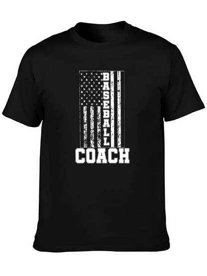 Baseball Coach American Flag T-Shirt