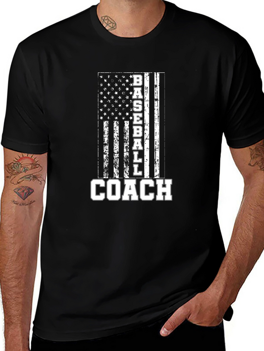 Baseball Coach American Flag T-Shirt