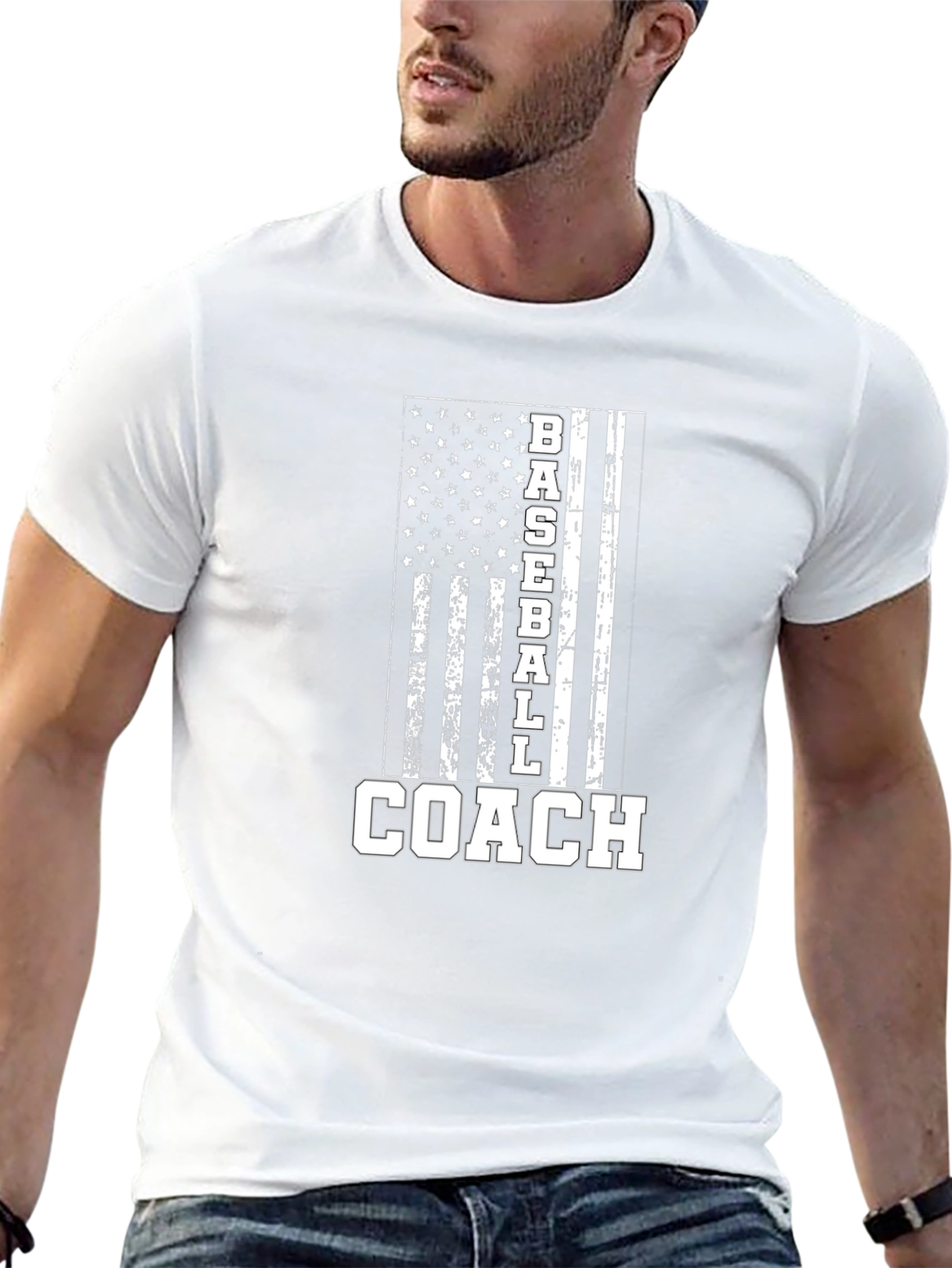 Baseball Coach American Flag T-Shirt