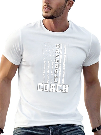 Baseball Coach American Flag T-Shirt