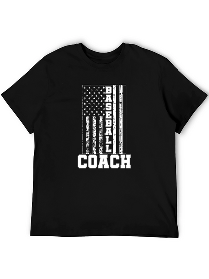 Baseball Coach American Flag T-Shirt