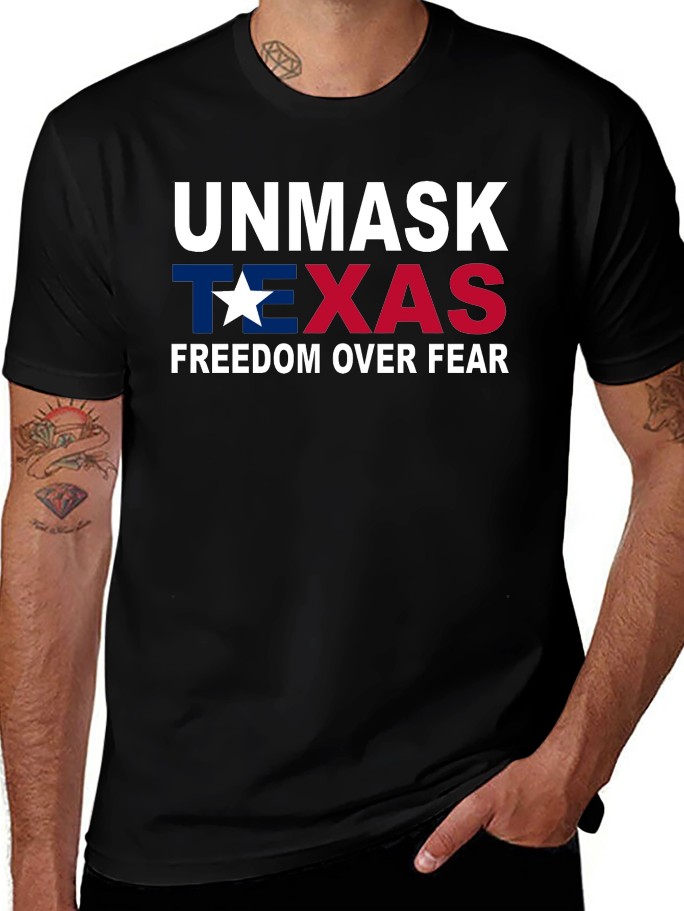Unmask Texas Graphic T-Shirt Freedom Over Fear