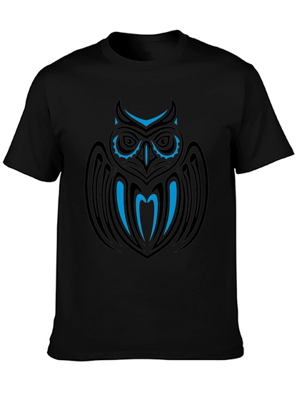 Tribal Owl Graphic Black T-Shirt