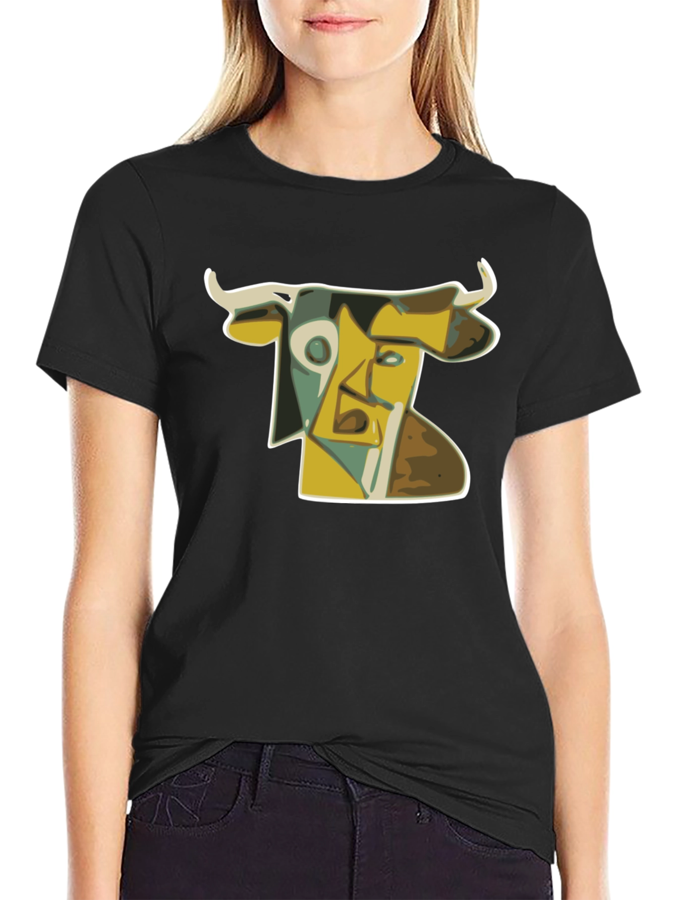 Abstract Bull T-Shirt: Modern Art Style